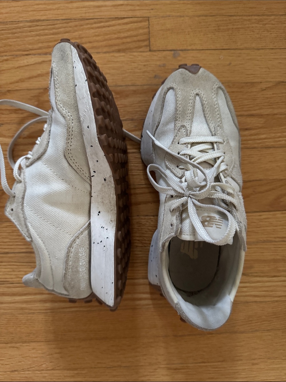 New Balance Women’s Cream and Brown Retro Runner Sneakers